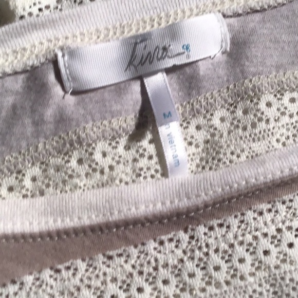 Kirra lace crop long sleeve crop top tan striped M - Picture 4 of 4